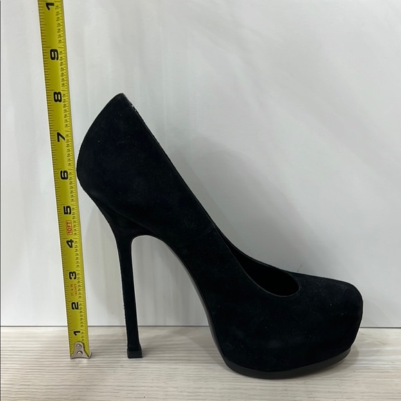 Yves Saint Laurent Black Suede Heels - Picture 7 of 8